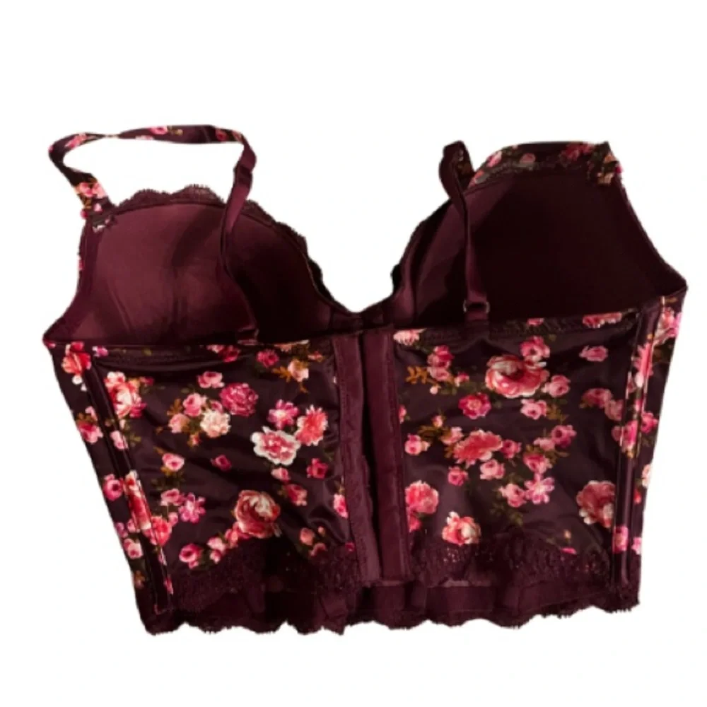Victoria Secret Burgundy floral corset top - Picture 2 of 3